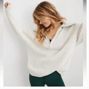 Aerie Waffle Knit Quarter Zip